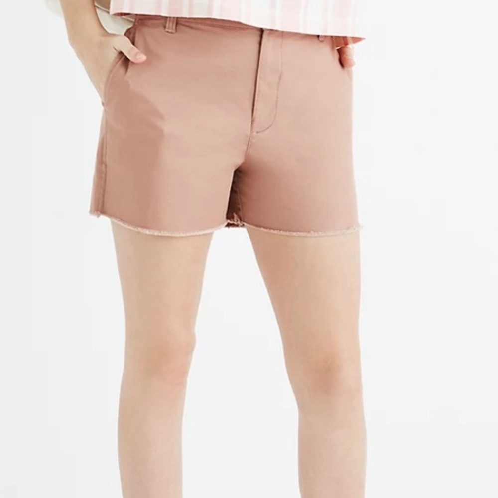 Madewell Twill Frayed Hem High Rise Shorts